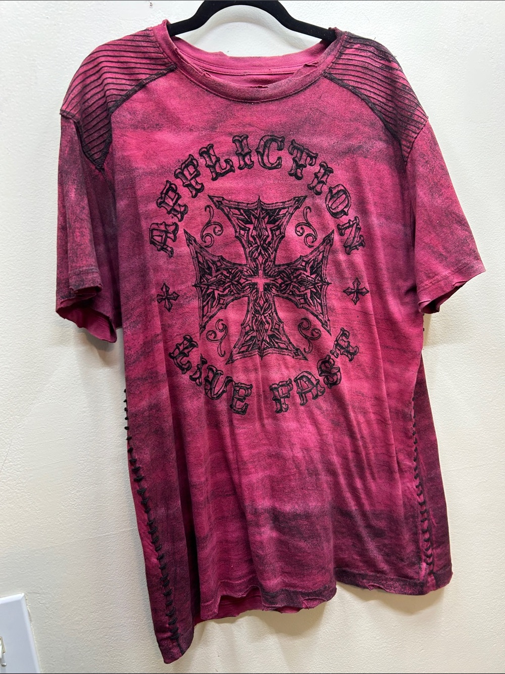 Affliction Men's Live Fast Distressed Cross Graphic Tee